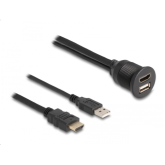Cablu Delock 87880, HDMI + USB 2.0 female - USB-A + HDMI male, 1m, Black