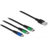 Cablu de date Delock 87883, USB 2.0 male - micro USB + 2 x USB-C, 0.30m, Black