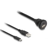 Cablu Delock 88102, USB-A female + USB-C female - 1 x USB-A male + 1 x USB-C male, 1m, Black