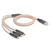 Cablu de date Delock 3-in-1 88158, USB-A male - Lightning/Micro USB/USB-C, 1.20m, Clear