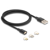 Cablu de date Delock 88165, USB 2.0 - magnet for Lightning/MicroUSB/USB-C, 1m, Black 