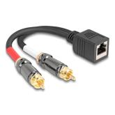 Adaptor Delock 88172, RJ-45 female - 2 x RCA male, 0.2m, Black
