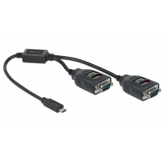 Cablu Delock 90494, USB-C male - 2 x Serial male, 0.35m, Black