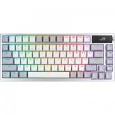 Tastatura ASUS ROG Azoth RGB PBT NX Snow Switch, RGB LED, USB/USB Wireless/Bluetooth, White