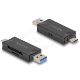Card Reader Delock 91020, SD/Micro SD, USB-A/USB-C, Black