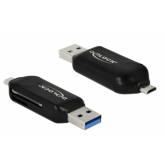 Card Reader Delock OTG 91734, Micro USB-B + USB-A, Black