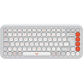 Tastatura Logitech POP Icon Keys, Bluetooth/USB Wireless, Layout US, Off white-Orange