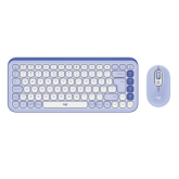 Kit Wireless Logitech Pop Icon Combo - Tastatura, USB Wireless, Layout US, Lilac/Off White + Mouse Optic, USB Wireless, Lilac/Off White