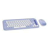 Kit Wireless Logitech Pop Icon Combo - Tastatura, USB Wireless, Layout UK, Lilac + Mouse Optic, USB Wireless, Lilac