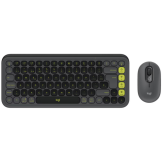 Kit Wireless Logitech Pop Icon Combo - Tastatura, USB Wireless, Layout US, Graphite + Mouse Optic, USB Wireless, Graphite