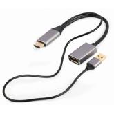 Adaptor Gembird A-HDMIM-DPF-02, HDMI male - DisplayPort female, 10cm, Black-Silver