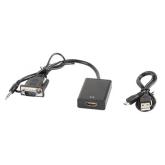 Adaptor Lanberg AD-0021-BK, VGA + 3.5mm jack - HDMI female, 0.2m, Black