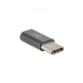 Adaptor Akyga AK-AD-46, USB-C Male - microUSB-B Female, Black