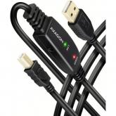Cablu Axagon ADR-210B, USB - USB-B + 3.5mm jack, 10m, Black