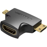 Adaptor video Vention, HDMI male - mini HDMI female + micro HDMI female, Black
