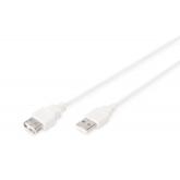 Cablu Digitus by Assmann AK-300202-018-E, USB-A male - USB-A female, 1.8m, Beige