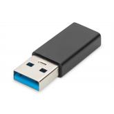 Adaptor Digitus by Assmann AK-300524-000-S, USB-A male - USB-C female, Black