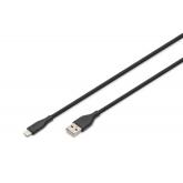 Cablu Digitus by Assmann AK-600108-005-S, USB-A 2.0 male - Lightning male, 0.5m, Black