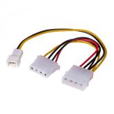 Cablu Akyga AK-CA-35, Molex male - Molex female + 3-pin male, 0.15m