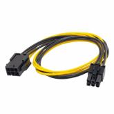 Cablu Akyga AK-CA-46, PCI-E 6 pin female - PCI-E 6+2 pin male, 0.4m, Black-Yellow
