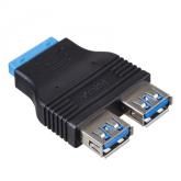 Adaptor Akyga AK-CA-58, USB 3.0 19 pin - 2x USB 3.0, Black