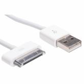 Cablu Akyga AK-USB-08, 30-pin Apple male - USB male, 1m, White