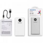Baterie portabila A-Data P20000QCD, 20000mAh, 2x USB, 1x USB-C, White