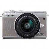 Aparat foto Mirrorless Canon EOS M100, 24.2MP, Grey + Obiectiv EF-M 15-45mm IS STM, Grey