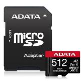 Memory Card microSDXC A-Data High Endurance 512GB, Class 10, UHS-I U3, A1 + Adaptor SD