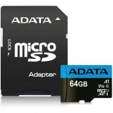 Memory Card microSDXC A-data Premier 64GB, Class 10, UHS-I U1, V10, A1 + Adaptor SD