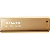 Memory Stick A-Data UV360 Metal 64GB, USB 3.2, Gold
