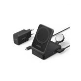 Incarcator wireless Anker MagGo 3-in-1, 15W, Black