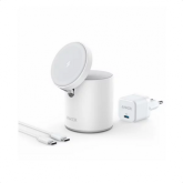 Incarcator wireless Anker PowerWave Mag-Go 2in1, 20W, White