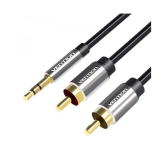 Cablu audio Vention BCFBF, 3.5 mm jack male - 2 x RCA male, 1 m, Black