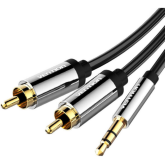 Cablu audio Vention BCFBI, 3.5 mm jack - 2 x RCA male, 3 m, Black