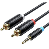 Cablu audio Vention BCLBH, 3.5 mm jack male - 2 x RCA male, 2 m, Black
