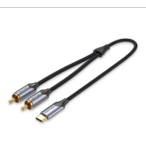 Cablu audio Vention BGUHG, USB-C male -  2 x RCA male, 2 m, Black