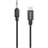 Cablu Boya BY-K1, 3.5mm TRS male - Lightning male, 0.20m, Black