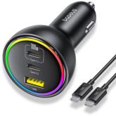 Incarcator auto Baseus Multi-Port, RGB LED, 2 x USB-C, 1 x USB-A, 152 W, Black