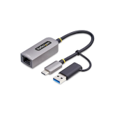 Placa de retea Startech C21GA-USB-ETHERNET, RJ45, USB-A/USB-C, Gray