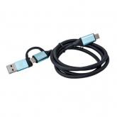 Cablu de date I-tec C31USBCACBL, USB-C - USB-C + USB-A, 1m, Black-Blue