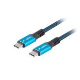 Cablu de date Lanberg CA-CMCM-45CU-0005-BK, USB-C - USB-C, 0.5m, Blue