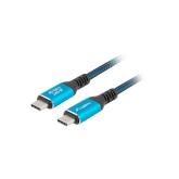 Cablu Lanberg CA-CMCM-45CU-0010-BK, USB-C - USB-C, 1 m, Black-Blue