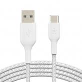 Cablu de date Belkin Boost Charge Braided, USB 2.0 - USB-C, 1m, White