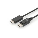 Cablu ASSMANN interlock, Displayport Male - HDMI Male, 2m, Black