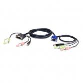 Cablu ATEN 2L-7DX2U, USB + VGA - DVI-I + KVM + audio, 1.8m, Black