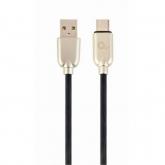 Cablu de date Gembird Premium Rubber, USB - USB-C, 1m, Black