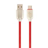 Cablu de date Gembird Premium Rubber, USB - USB-C, 1m, Red