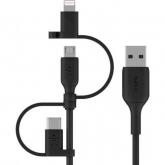Cablu de date Belkin Boost Charge Universal, USB - Micro USB - Lightning - USB-C, 1m, Black