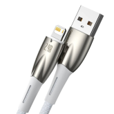 Cablu de date Baseus Glimmer, USB-A male - Lightning male, 1 m, White